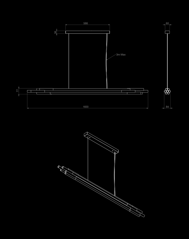 Org Pendant Horizontal/ 1600